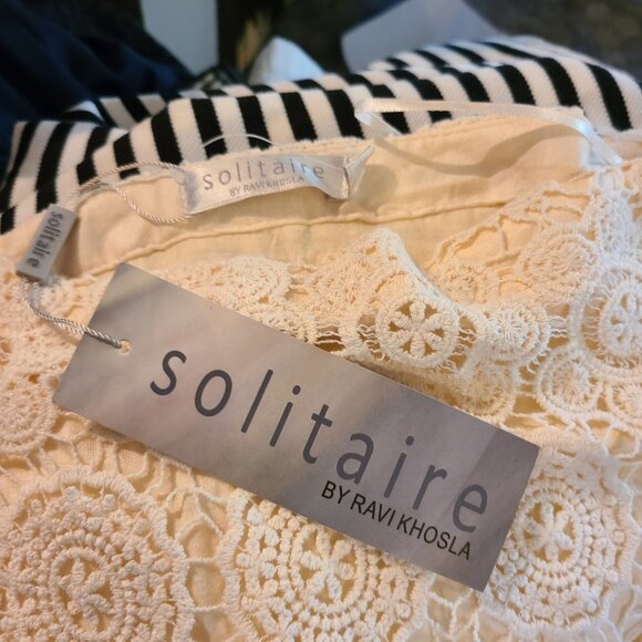 SOLITAIRE Skirt by RAVI KHOSLA Ivory Lace Overlay LINED Below-Knee NWT, Sz L - Picture 4 of 4